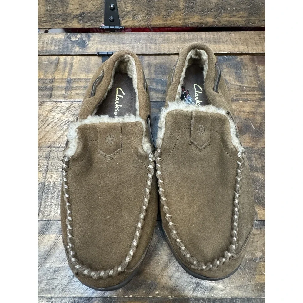 New CLARKS Men's HUDSON BAY II Slip-On Moccasin Shoes, TAUPE, 8M